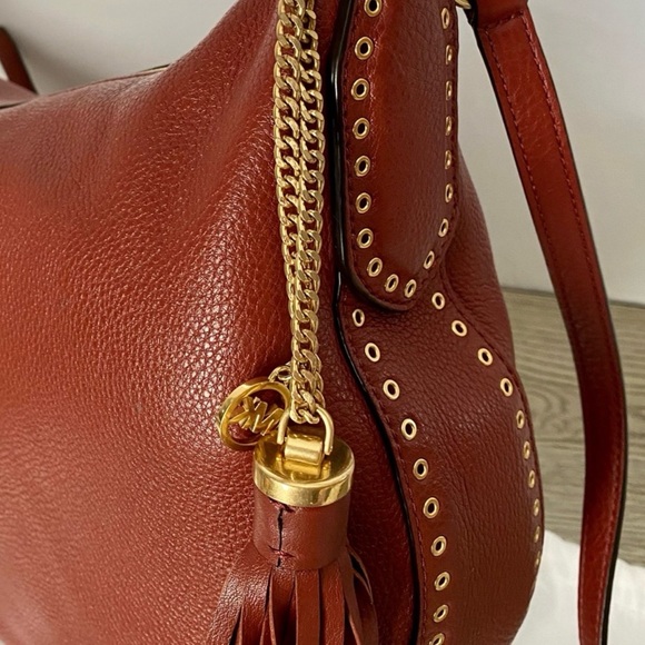 Michael Kors Red Hobo Bag with Gold Accents - Picture 5 of 9